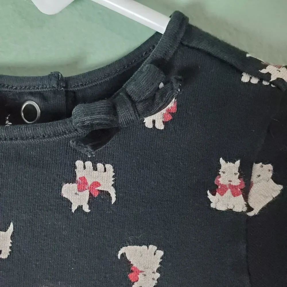 Gymboree Outlet Holiday Friends Toddler Girl Black Dog Long Sleeve Dress Size 2T